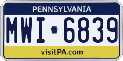 PA license plate MWI6839