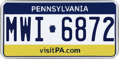 PA license plate MWI6872