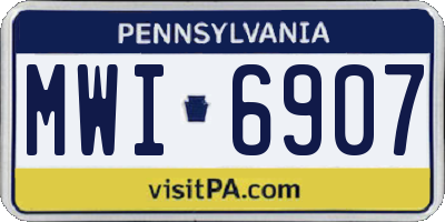 PA license plate MWI6907
