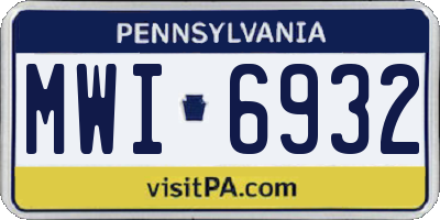 PA license plate MWI6932