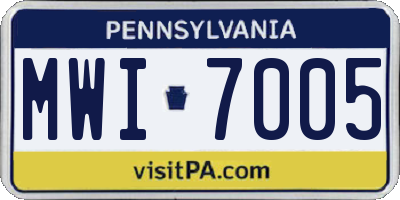 PA license plate MWI7005