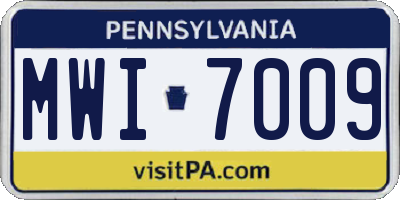 PA license plate MWI7009