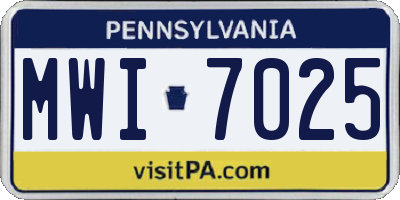 PA license plate MWI7025