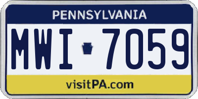 PA license plate MWI7059
