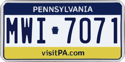 PA license plate MWI7071