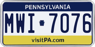 PA license plate MWI7076