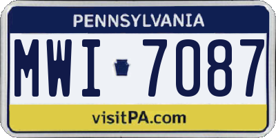 PA license plate MWI7087