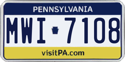 PA license plate MWI7108