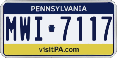 PA license plate MWI7117