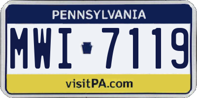 PA license plate MWI7119