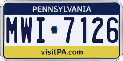 PA license plate MWI7126
