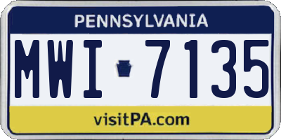 PA license plate MWI7135