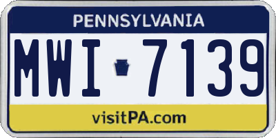 PA license plate MWI7139
