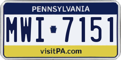 PA license plate MWI7151