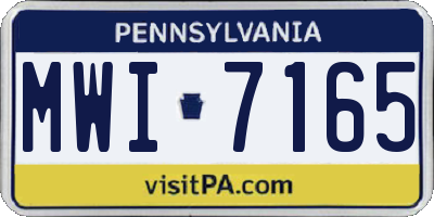 PA license plate MWI7165