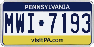 PA license plate MWI7193
