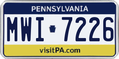 PA license plate MWI7226