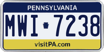 PA license plate MWI7238