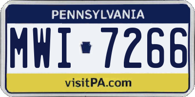 PA license plate MWI7266
