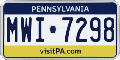 PA license plate MWI7298