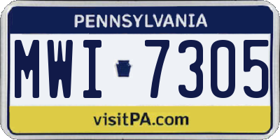 PA license plate MWI7305