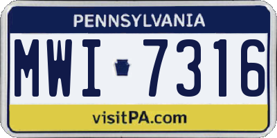 PA license plate MWI7316