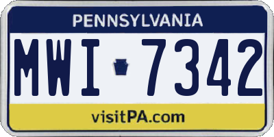 PA license plate MWI7342