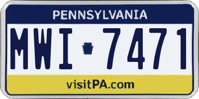 PA license plate MWI7471