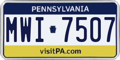 PA license plate MWI7507