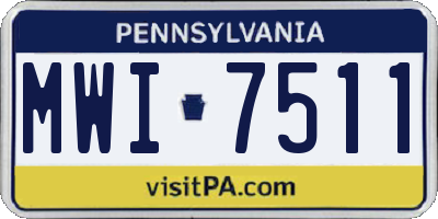 PA license plate MWI7511