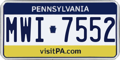 PA license plate MWI7552