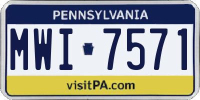 PA license plate MWI7571