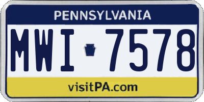 PA license plate MWI7578