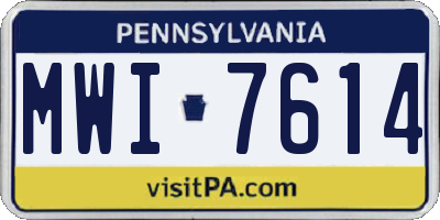 PA license plate MWI7614