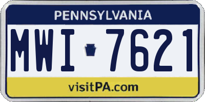 PA license plate MWI7621