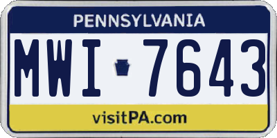 PA license plate MWI7643