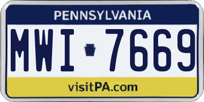 PA license plate MWI7669