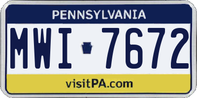 PA license plate MWI7672