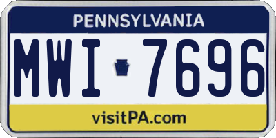 PA license plate MWI7696