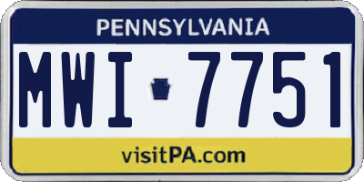 PA license plate MWI7751