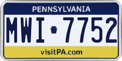 PA license plate MWI7752