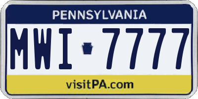 PA license plate MWI7777