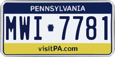 PA license plate MWI7781