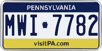PA license plate MWI7782