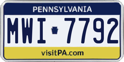 PA license plate MWI7792