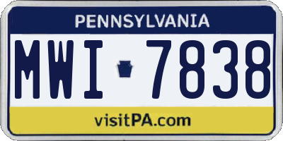 PA license plate MWI7838