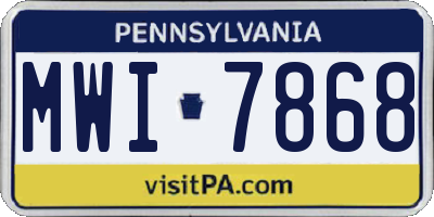 PA license plate MWI7868