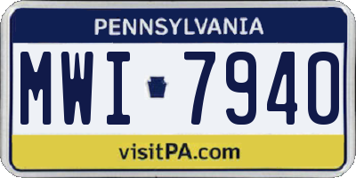 PA license plate MWI7940