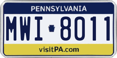 PA license plate MWI8011