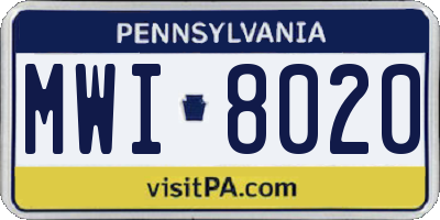 PA license plate MWI8020